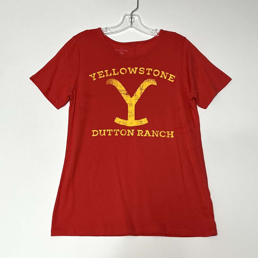 Yellowstone Dutton Ranch Short Sleeve Tee Red Coral Womens Large